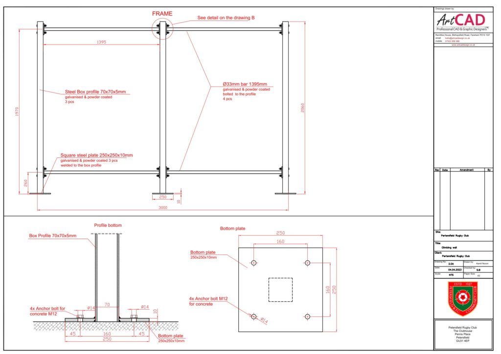 Climbing wall - frame details