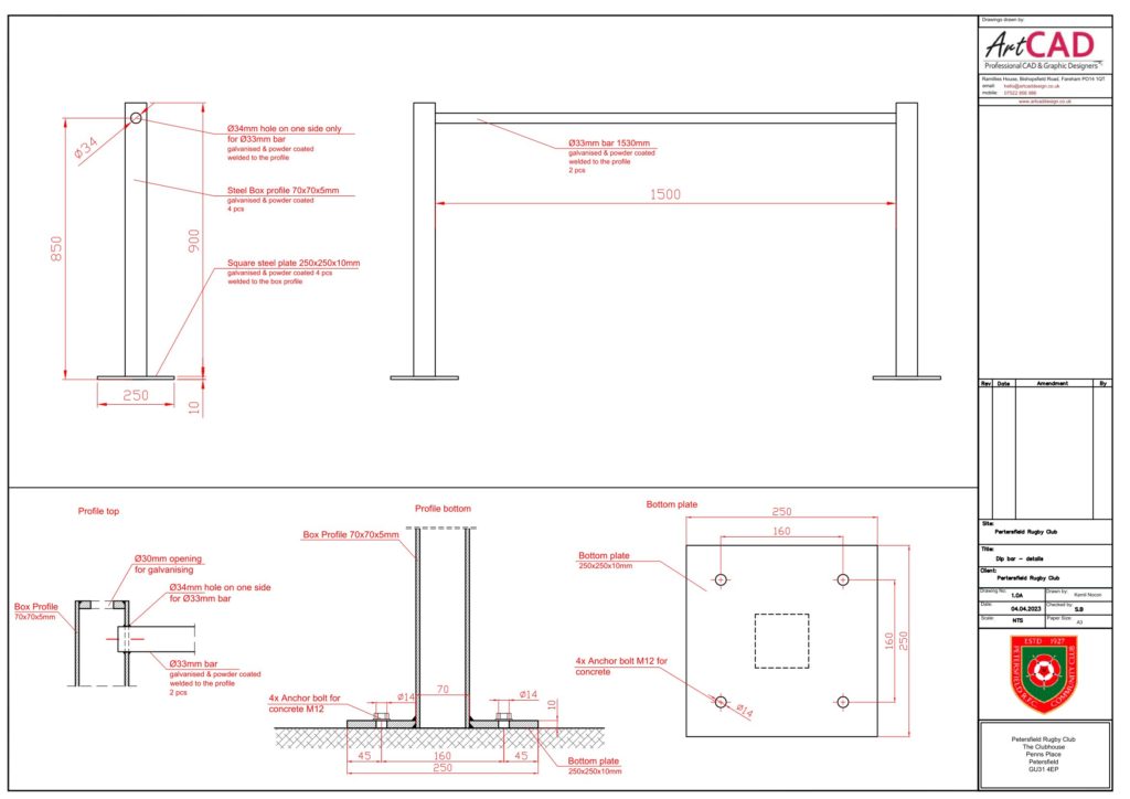 Dip bar - technical details