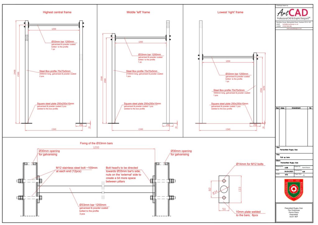 Pull up bars - manufacturing details