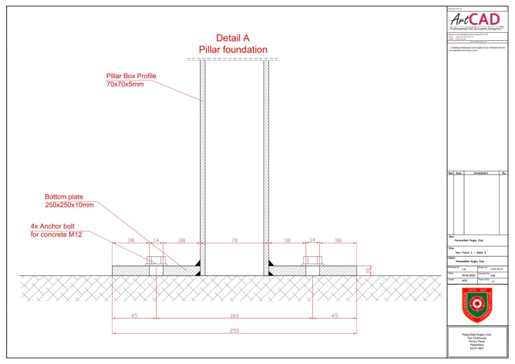 Detail A - pillar foundation.