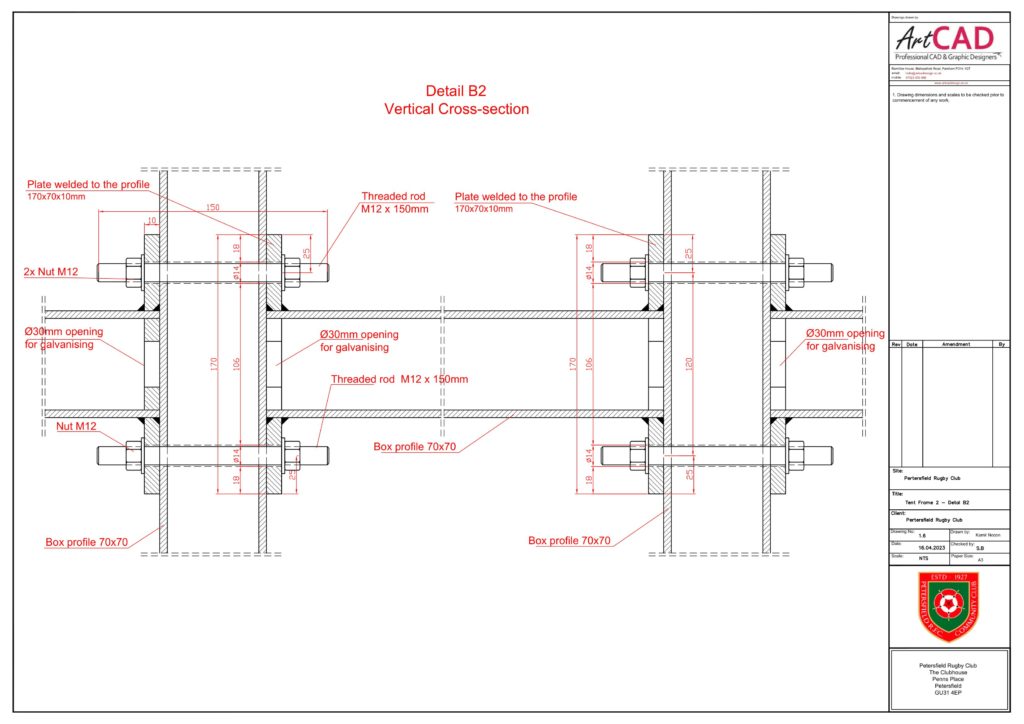 Detail B2 2- connection stiffener - pillar.