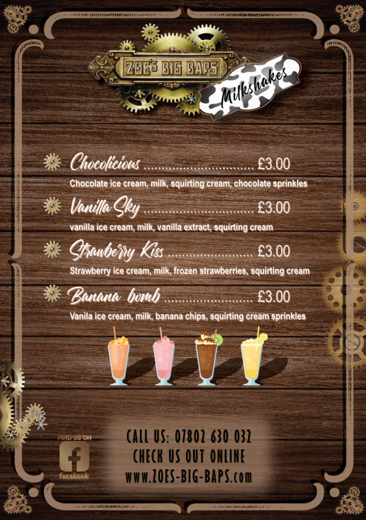 Zoe's Food Van - coctail's menu