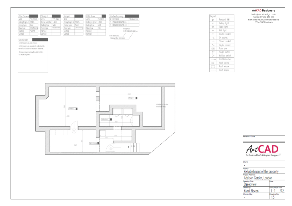 Cellar level - existing layout