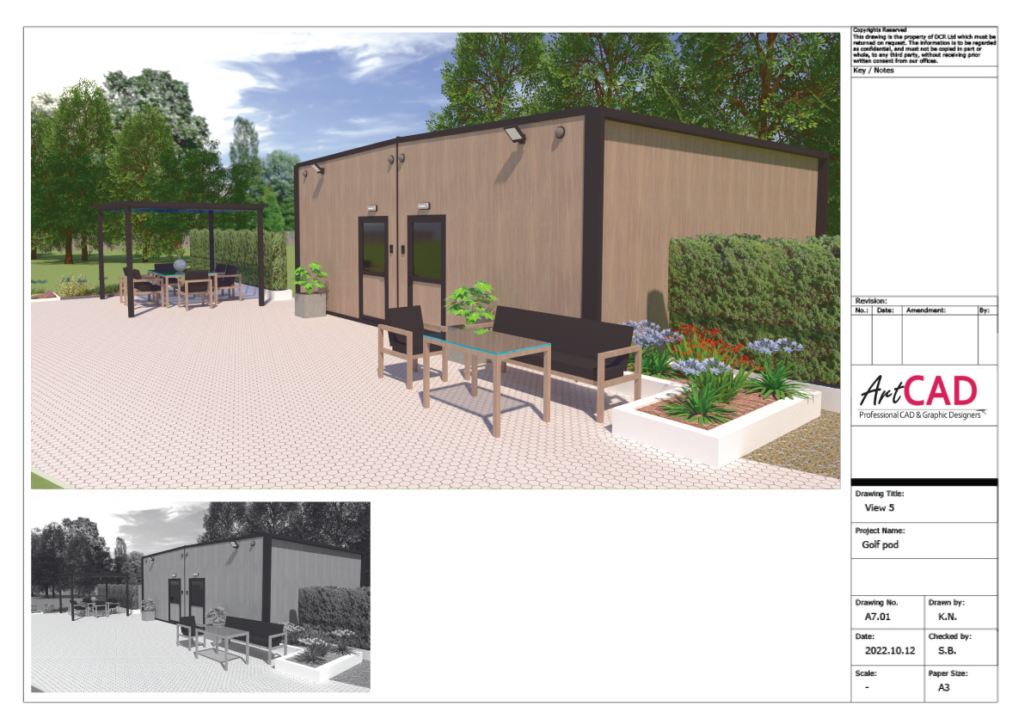 Another outside garden visualisation of the double unit.