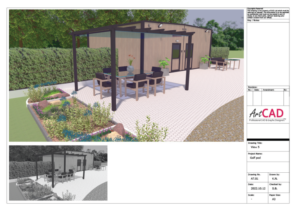 Outside garden visualisation of the double unit.