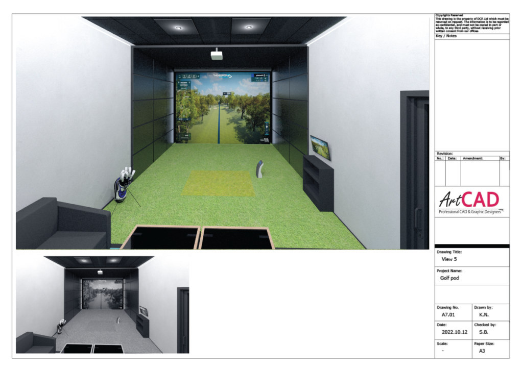 Interior design - golf simulator sector.