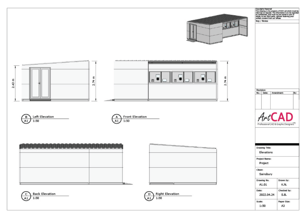 Technical drawing - all elevations.