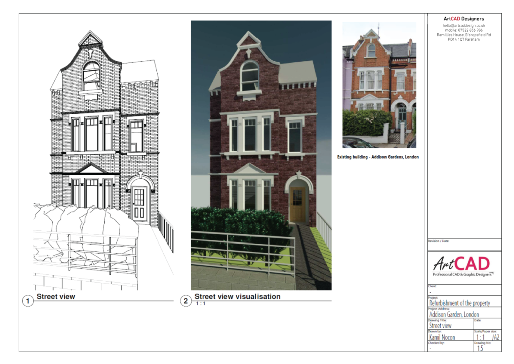 3D visualisation of the house elevation. 